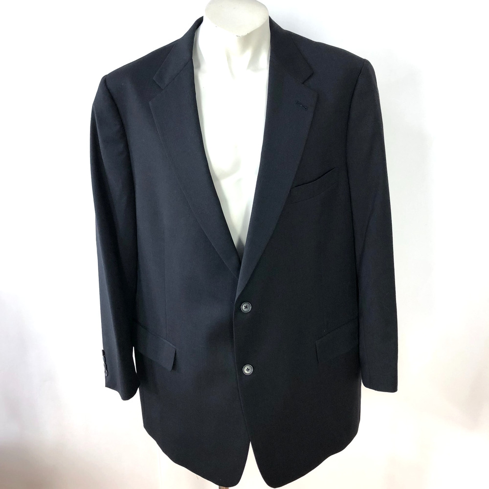 Hart Schaffner Marx 50L Wool Blend Blazer Sport Coat Jacket Charcoal Gray USA